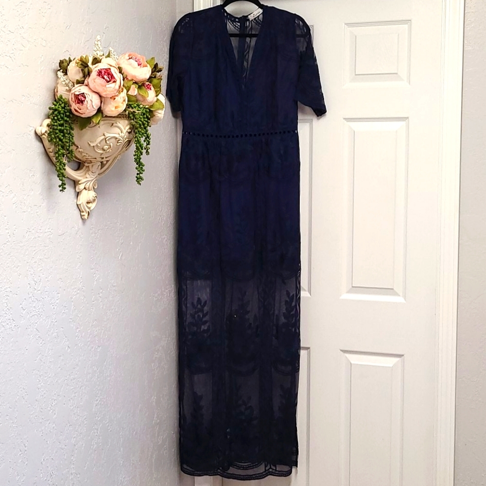 Navy lace Romper dress